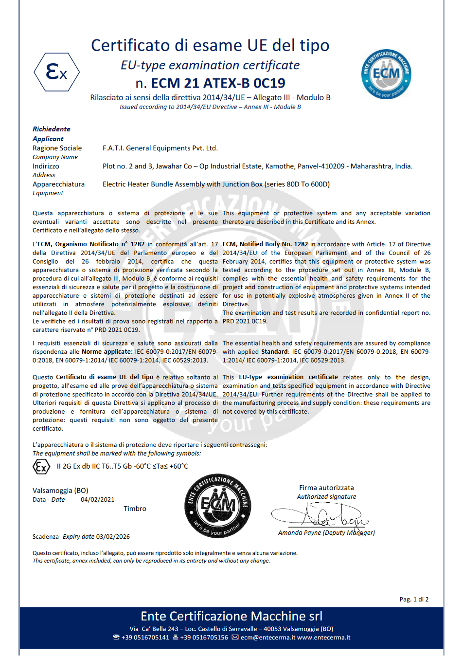 EU-type Examination Certificate